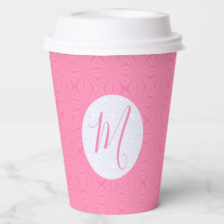 Light Pink Squiggly Squares Personalized Party Paper Cups