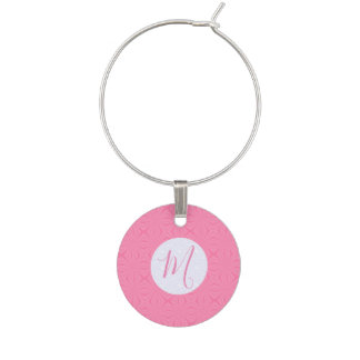 Light Pink Squiggly Squares Personalized Party Wine Charm