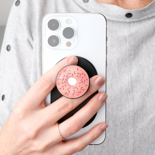 Light Pink Strawberry Donut PopSocket (Hand)