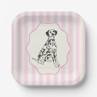Light Pink Stripes and Black Dalmatian Paper Plates