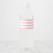Light Pink Stripes Floral Gold Water Bottle Label (Back)