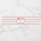 Light Pink Stripes Floral Gold Water Bottle Label (Single Label)