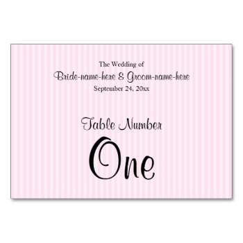 Light Pink Stripes Wedding Table Number by Metarla_Weddings at Zazzle