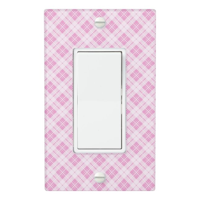 Light pink tartan Christmas holidays pattern Light Switch Cover (In Situ)