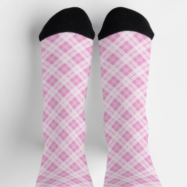 Light pink tartan Christmas holidays pattern Socks (Top)
