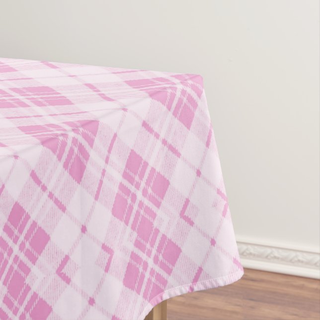 Light pink tartan Christmas holidays pattern Tablecloth (In Situ)