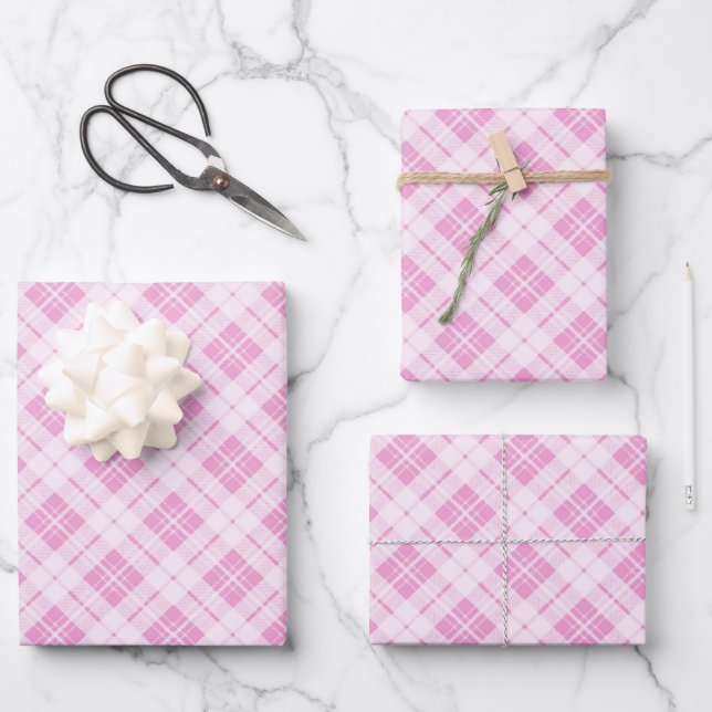 Light pink tartan Christmas holidays pattern Wrapping Paper Sheets (Front)