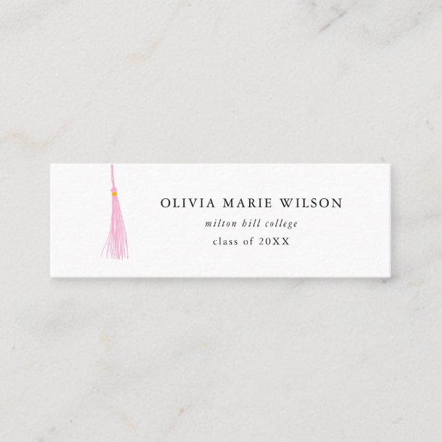 Light Pink Tassel Graduation Name Card (Front)