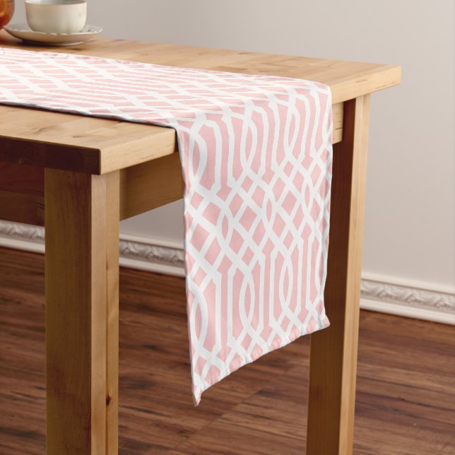 Light Pink Trellis Short Table Runner (In Situ)