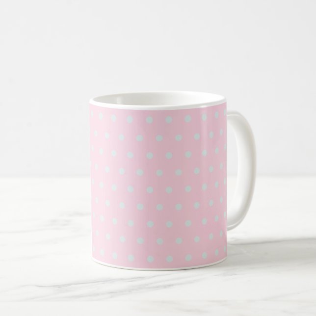  Light Pink Very Light Grayish Blue Polka Dots Coffee Mug (Front Right)