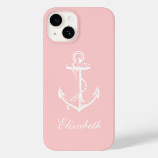 Light Pink Vintage Anchor Monogram Case-Mate iPhone 14 Case