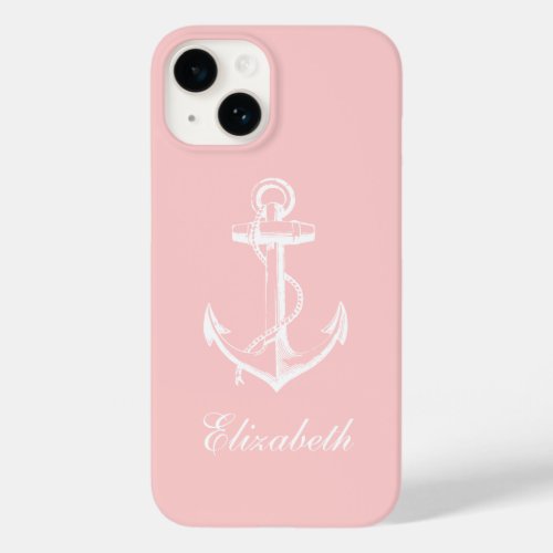 Light Pink Vintage Anchor Monogram Case_Mate iPhone 14 Case