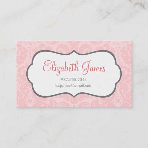 Light Pink Vintage Damask Business Card Templates