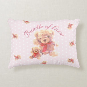 Light Pink Vintage Teddy Bear Nursery Accent Pillow