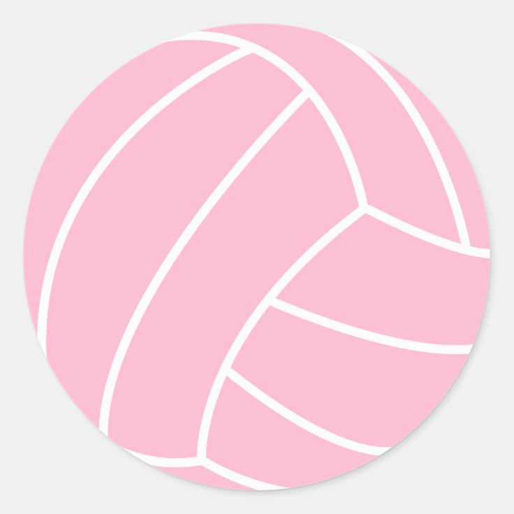 Light Pink Volleyball Classic Round Sticker | Zazzle