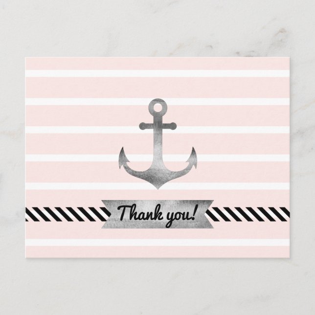 Light Pink Watercolor Anchor Personalized Text Postcard (Front)