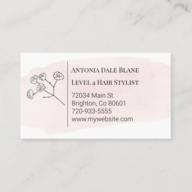 Light Pink Watercolor Business Card (Front)