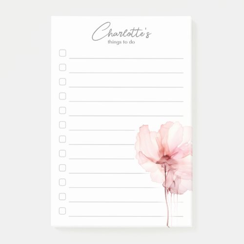 Light pink watercolor flower To_Do List Post_it Notes