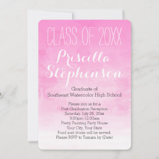 Light Pink Watercolor Graduation Party Invitation