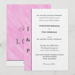 Light Pink Watercolor Gray Monogram Invitation