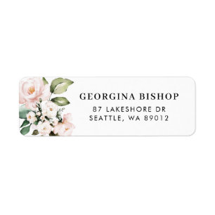 Light Pink Watercolor Peonies and Roses Bouquet Label