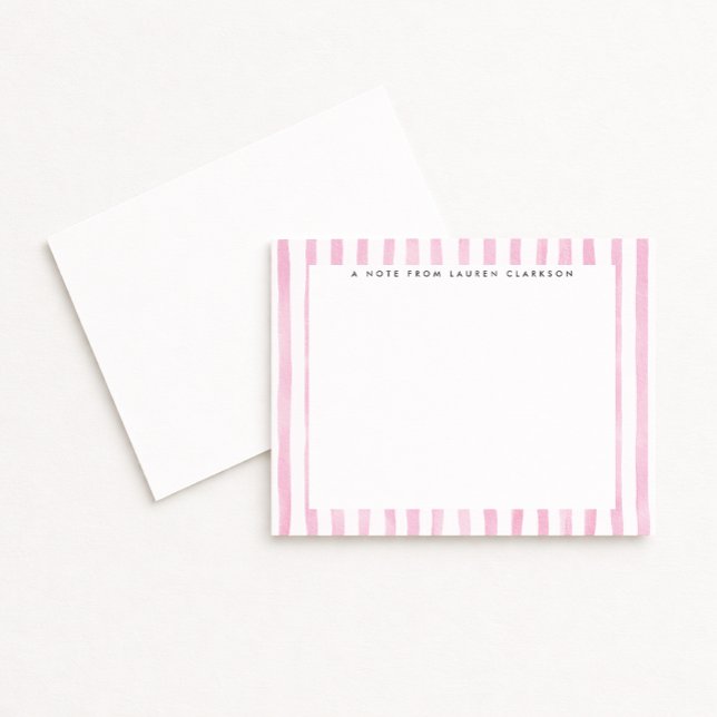 Light Pink Watercolor Striped Stationery Note Card (Creator Uploaded)