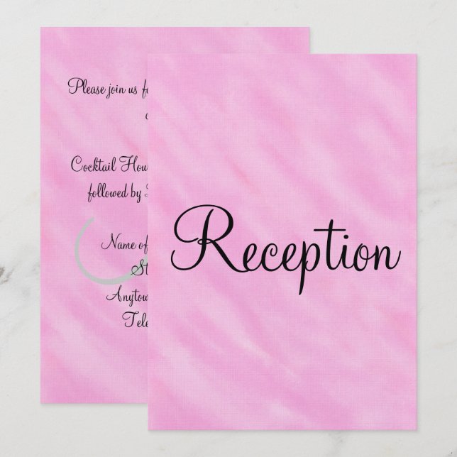 Light Pink Watercolor Wedding Reception Monogram Invitation (Front/Back)
