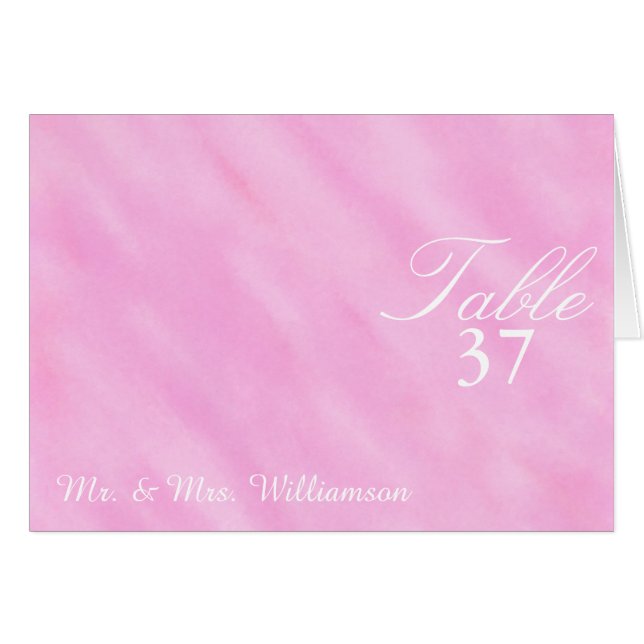 Light Pink Watercolor Wedding Table Tent Cards (Front Horizontal)