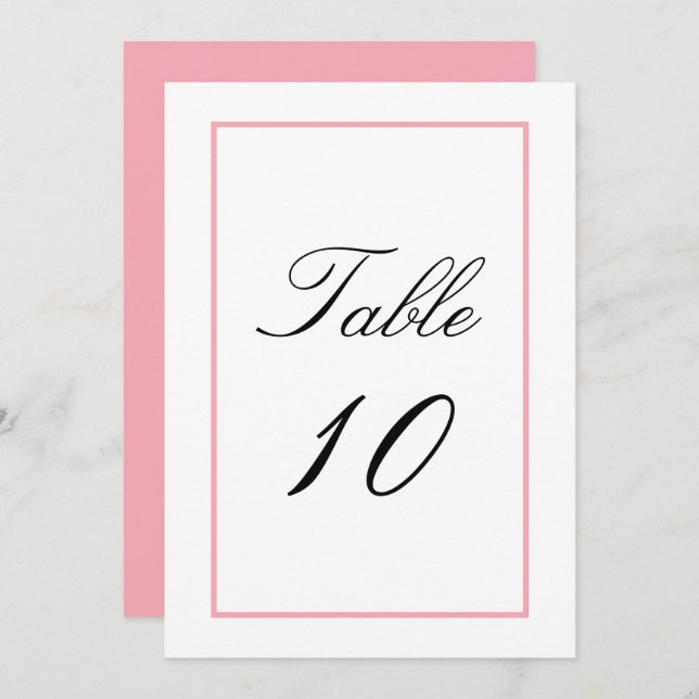 Light Pink Wedding table number (Front/Back)