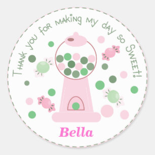 Light Pink Whimsical Gumball Party Sticker