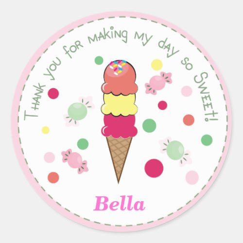 Light Pink Whimsical Ice Cream Party Cute Sticker
