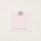 Light pink white border logo earring display card