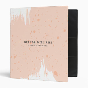 Light pink & white brushstrokes 3 ring binder