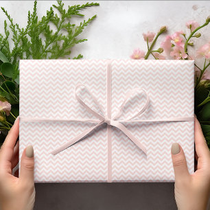Light Pink & White Chevron Stripe Baby Shower Wrapping Paper