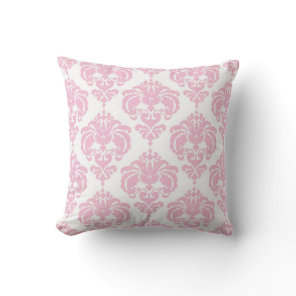 Light Pink & White Damask Modern Elegant Pattern Throw Pillow
