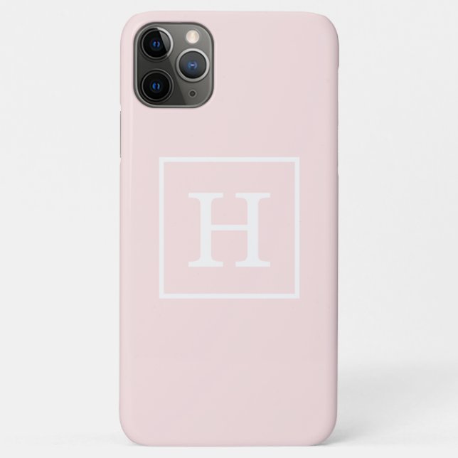 Light Pink White Framed Initial Monogram Case-Mate iPhone Case (Back)