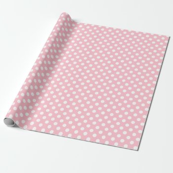 Light Pink White Large Polka Dots Wrapping Paper by Kullaz at Zazzle