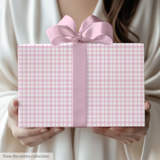 Light Pink & White Plaid 50th Birthday Gift Wrap (Light Pink & White Plaid 50th Birthday Gift Wrap)