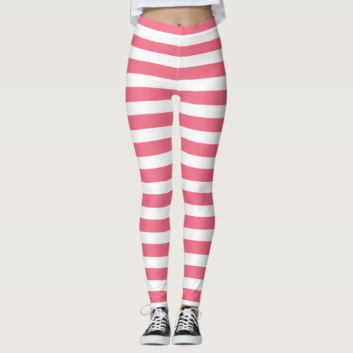 Light Pink  White Stripe Leggings