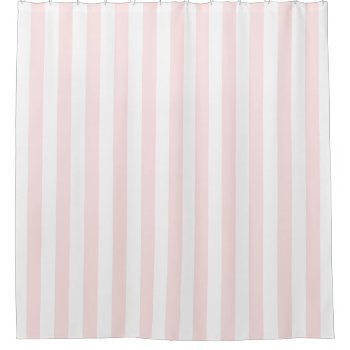 Light Pink White Vertical Stripe Nl #0 Shower Curtain by FantabulousPatterns at Zazzle
