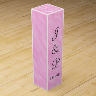 Light Pink White Watercolor Monogrammed Wedding Wine Box