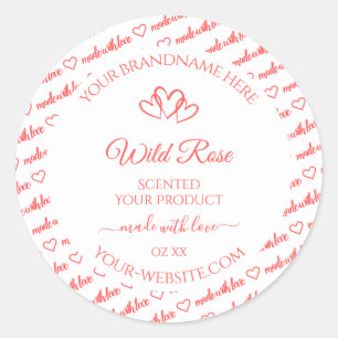 Light Pink White Words Cloud Product Labels Hearts