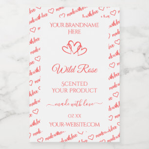 Light Pink White Words Cloud Product Labels Hearts