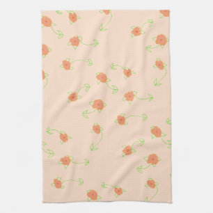 Light Pink With Coral Kitchen Towel