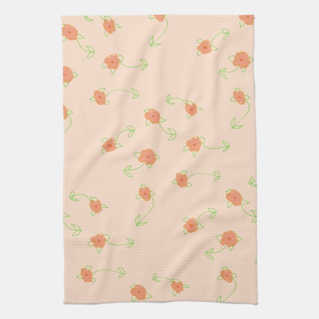 Light Pink With Coral Kitchen Towel (Vertical)