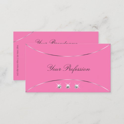 Light Pink with Silver Decor and Sparkle Diamonds Business Card