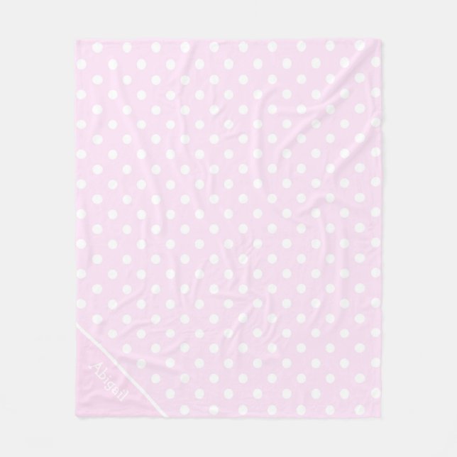 Light Pink with White Polka Dots Fleece Blanket (Front)