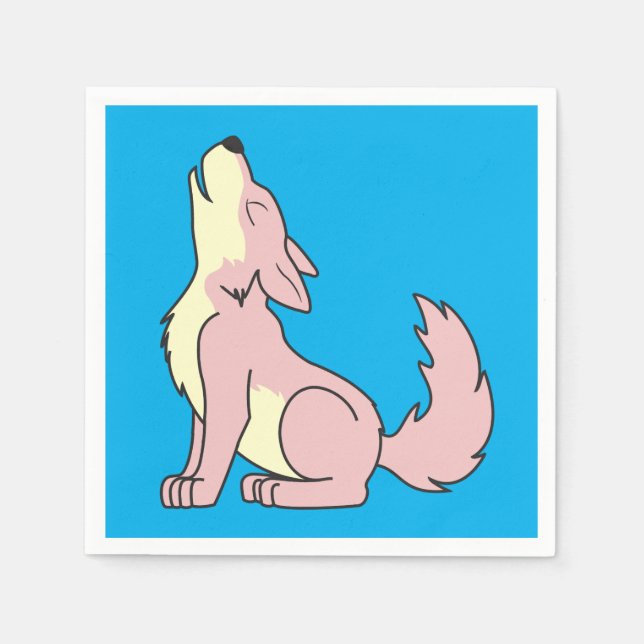 Light Pink Wolf Pup Howling Napkins (Front)