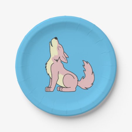 Light Pink Wolf Pup Howling Paper Plates