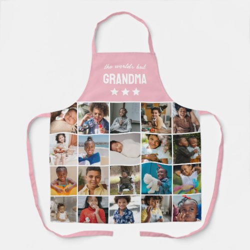 Light Pink Worlds Best Grandma Photo Collage Apron